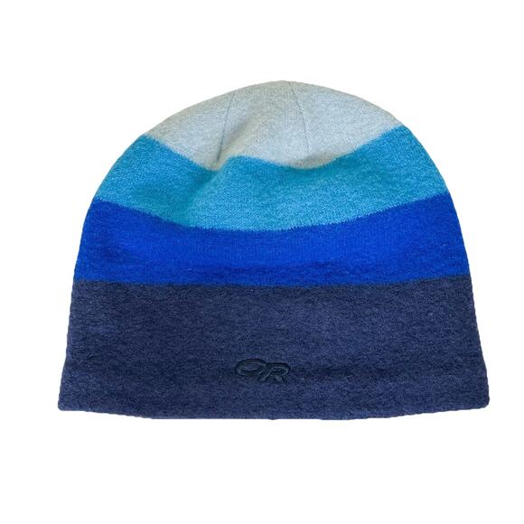 OUTDOOR RESEARCH Blue Merino Wool Gradient Beanie Hat Warm‎ Winter Hiking - Picture 1 of 6